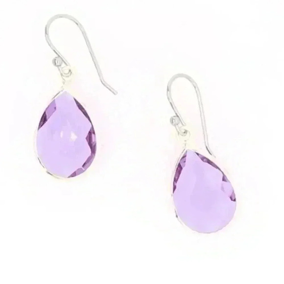 Lavender Teardrop Glass Crystal Dangle Earrings - Picture 1 of 11